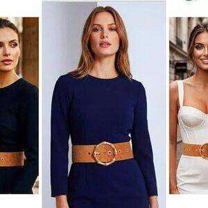 Suede Belt brown Leather Chunky Gold Belt Fashion Thick Classy Luxury Statement